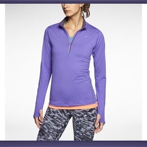 Nike Running Element Quarter Zip Dri Fit Long Sleeve. Purple Womens M.